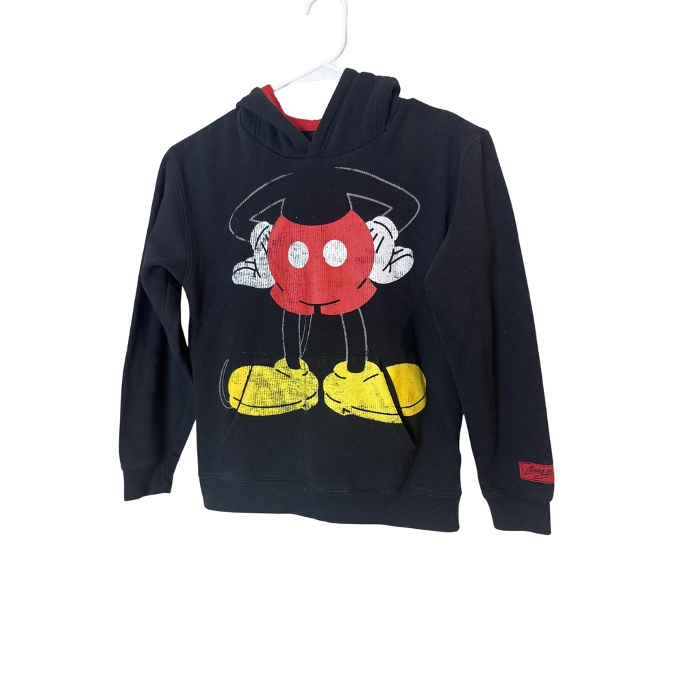 Disney Parks Hoodie Kids 12 Black Mickey Mouse Ears Fleece Graphic Pullover